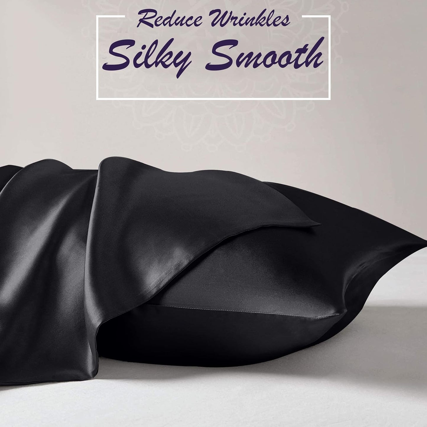 Satin Black Pillowcases 2 Pack - for Scalp Health (50X75 CM)