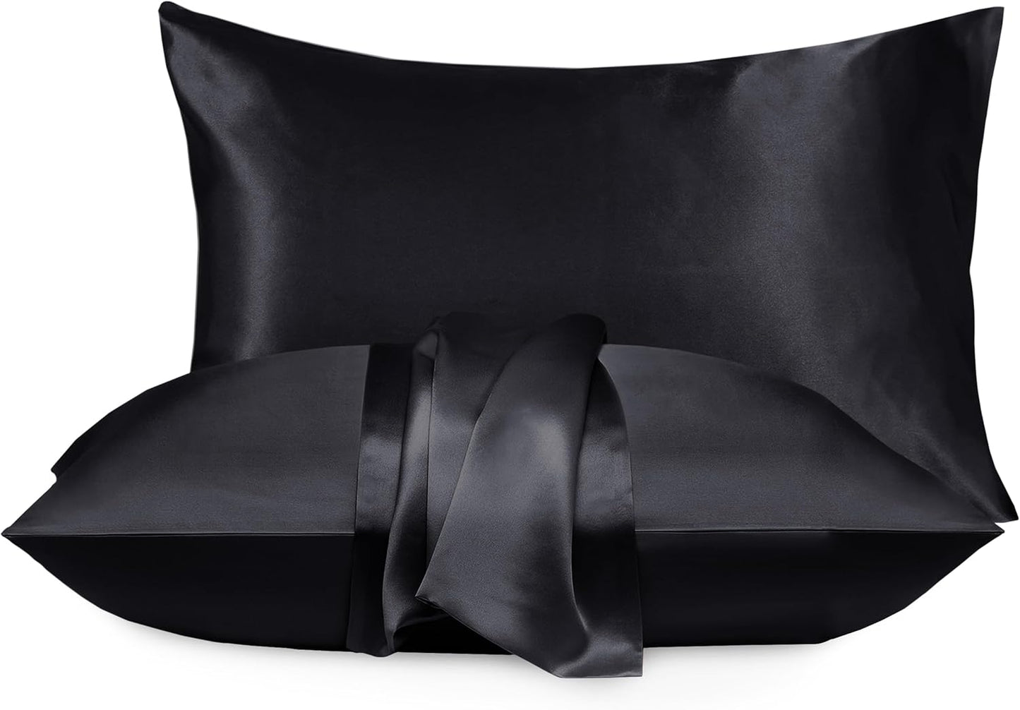 Satin Black Pillowcases 2 Pack - for Scalp Health (50X75 CM)
