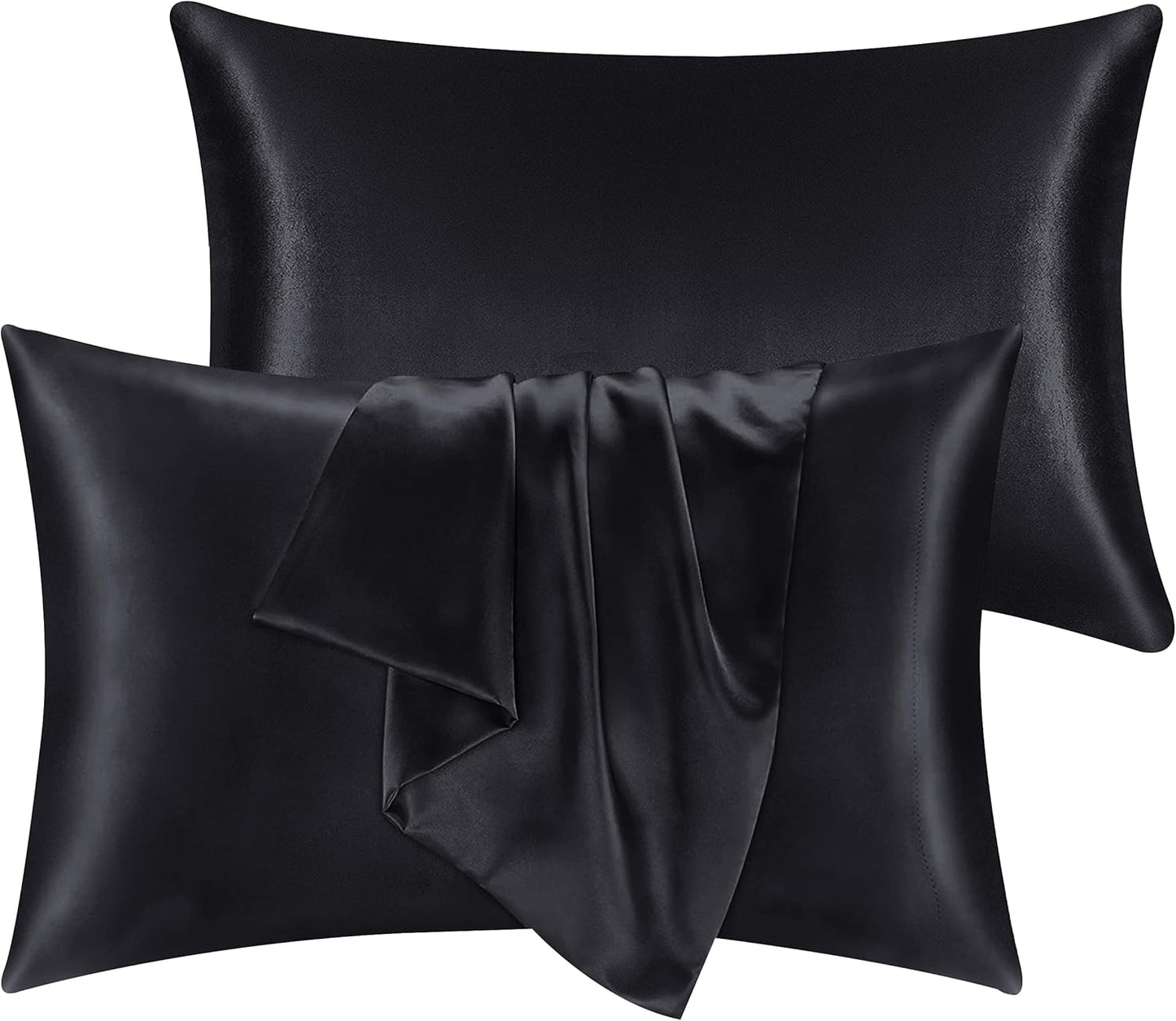 Satin Black Pillowcases 2 Pack - for Scalp Health (50X75 CM)