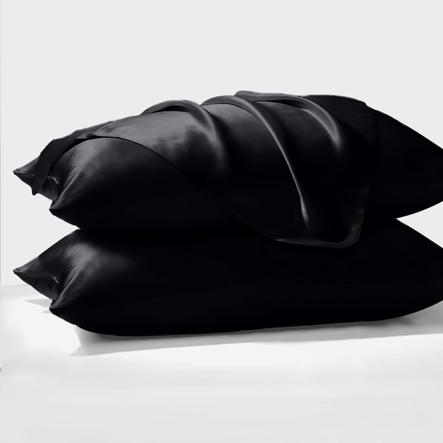 Satin Black Pillowcases 2 Pack - for Scalp Health (50X75 CM)