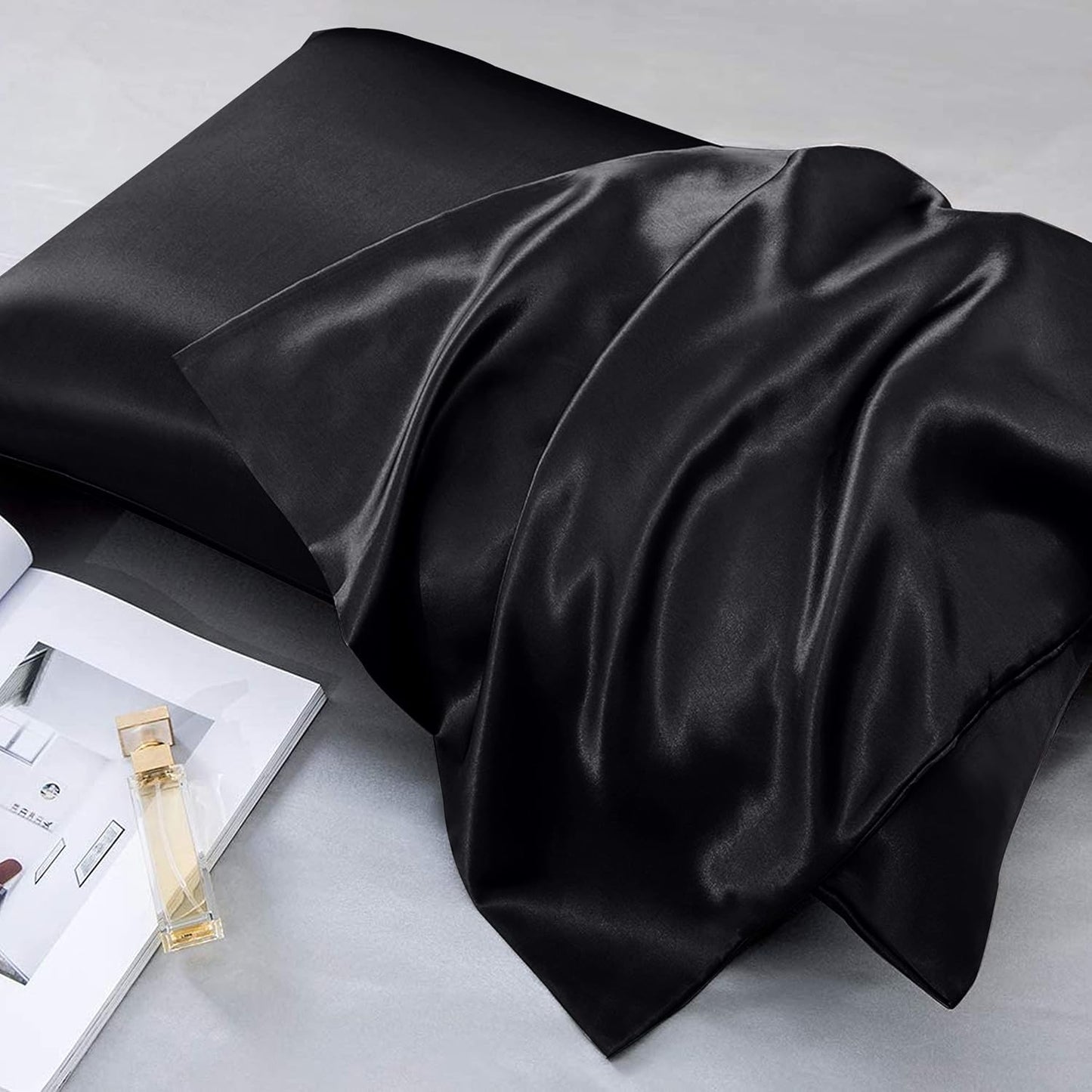 Satin Black Pillowcases 2 Pack - for Scalp Health (50X75 CM)