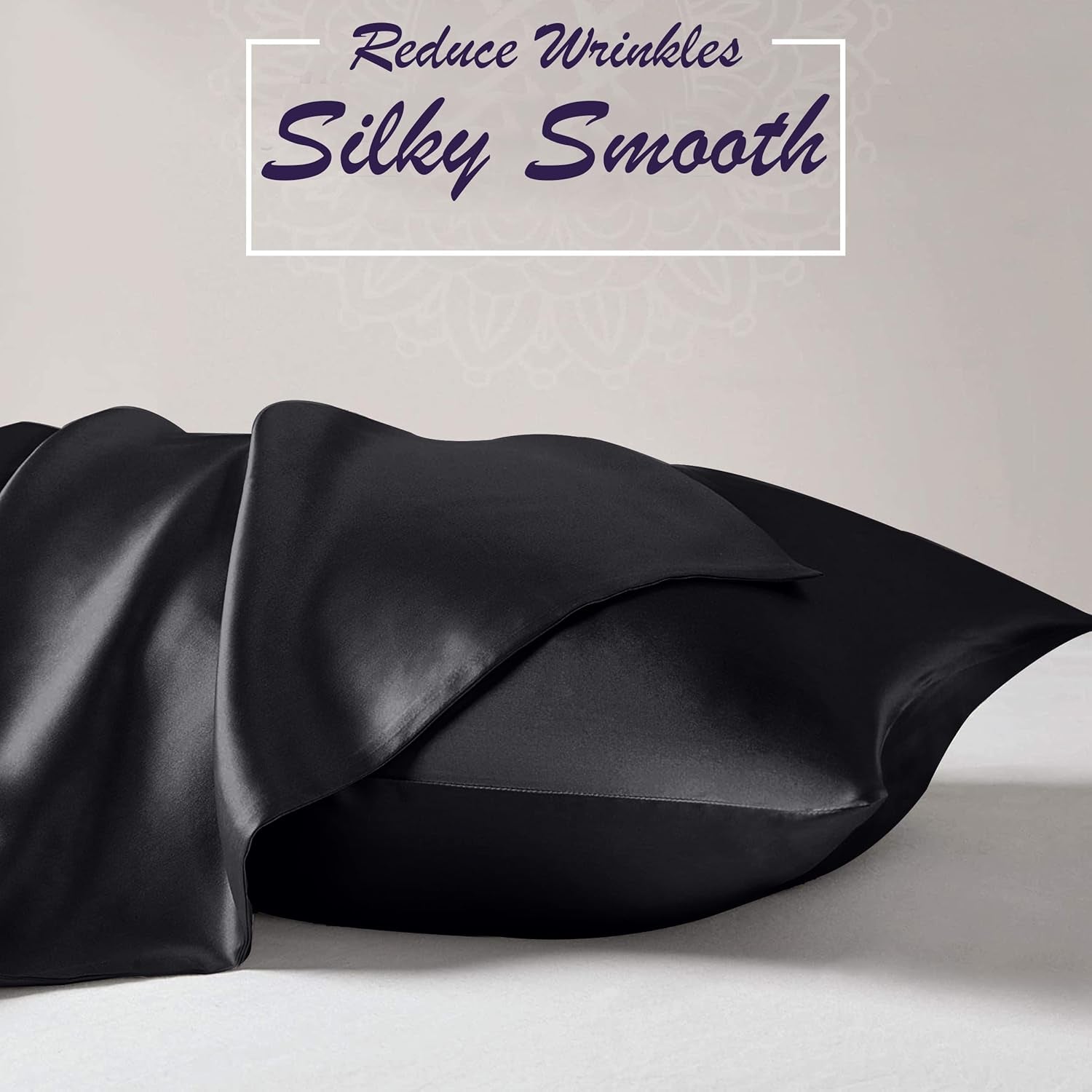 Satin Black Pillowcases 2 Pack - for Scalp Health (50X75 CM)